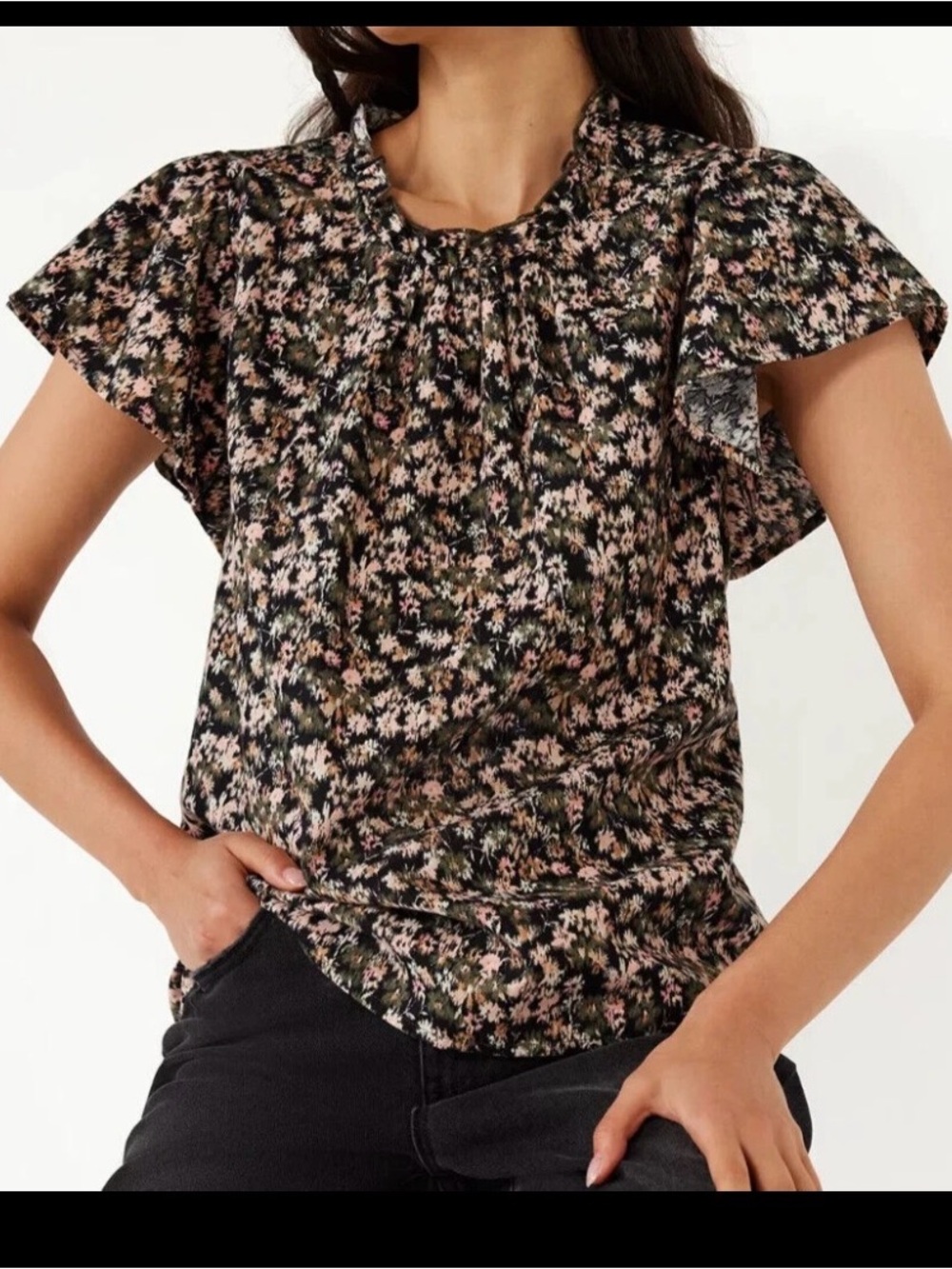 Time And Tru Floral Blouse Top Puff Sleeve Boho Cottagecore Medium